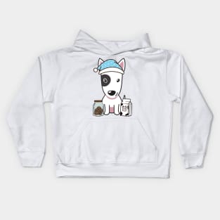 Funny bull terrier is having a midnight snack Kids Hoodie